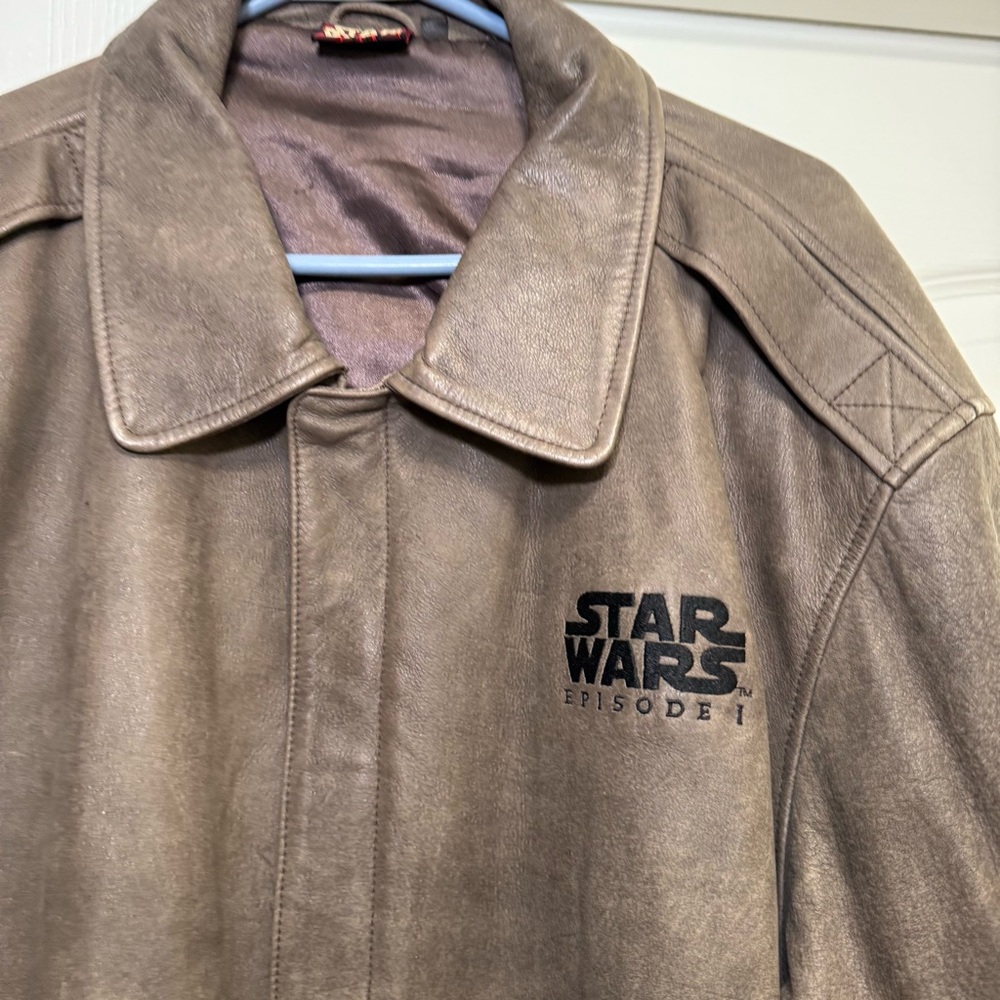 Star Wars Episode 1 Naboo Bravo Squadron Men's Leather Bomber Jacket XL - Picture 2 of 8